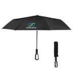 Reflective Umbrella with Carabiner Handle, 46 Inch Arc - Black - Colorbrite