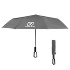Reflective Umbrella with Carabiner Handle, 46 Inch Arc - Gray - Silk Screen