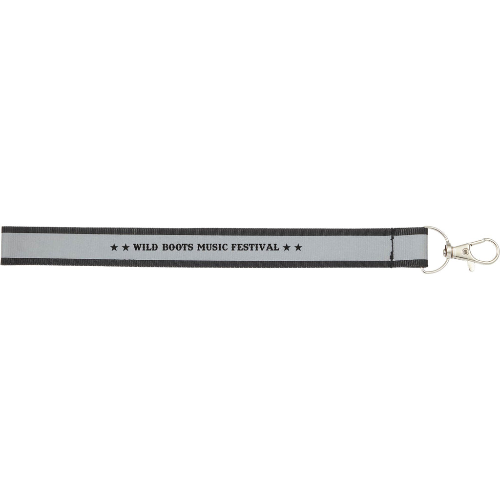 Reflective Wrist Lanyard in Recycled Polyester - Black - Front