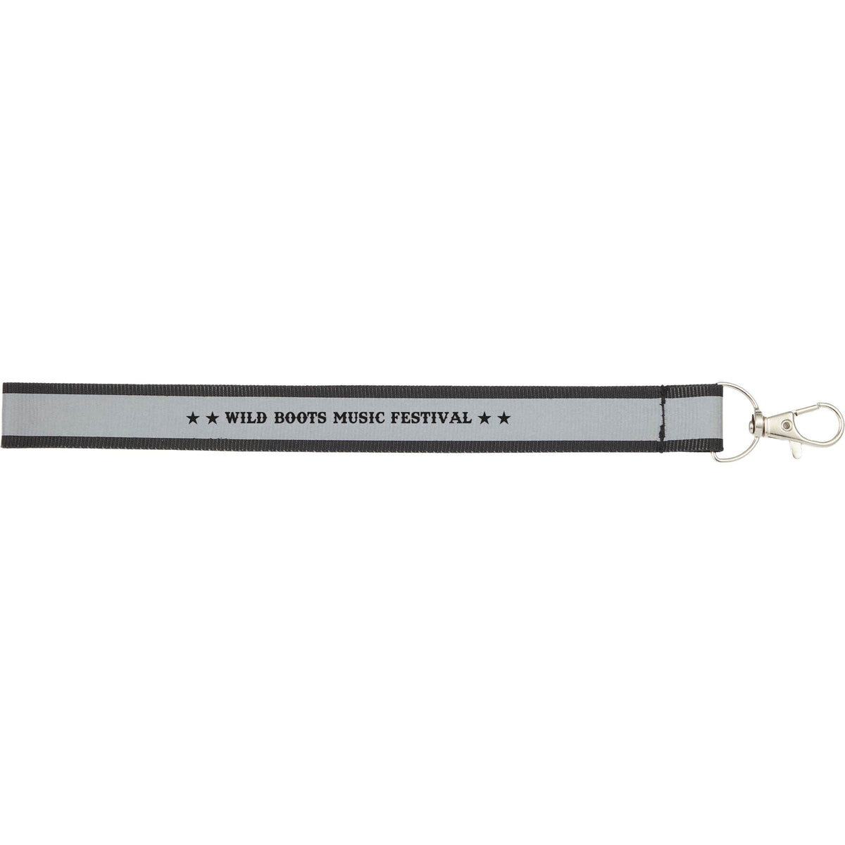 Reflective Wrist Lanyard in Recycled Polyester - Black - Front