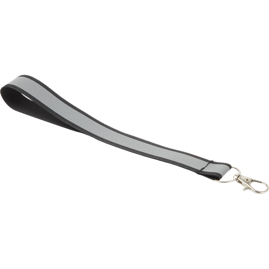 Reflective Wrist Lanyard in Recycled Polyester - Black - Left Angle