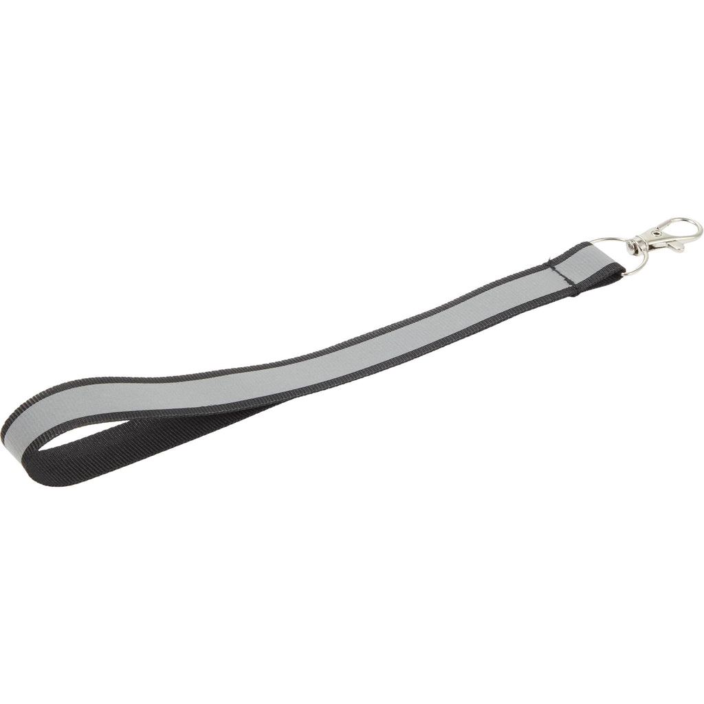 Reflective Wrist Lanyard in Recycled Polyester - Black - Right Angle