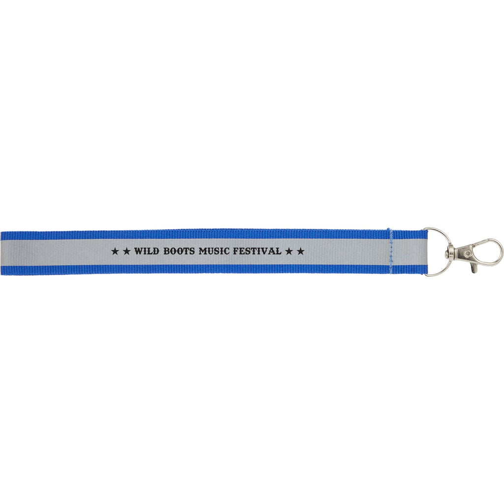 Reflective Wrist Lanyard in Recycled Polyester - Blue - Front