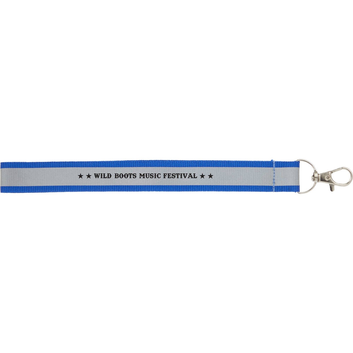 Reflective Wrist Lanyard in Recycled Polyester - Blue - Front