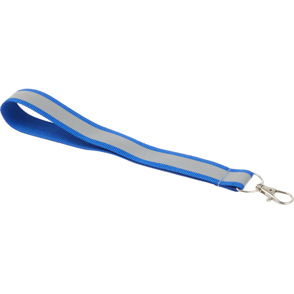 Reflective Wrist Lanyard in Recycled Polyester - Blue - Left Angle