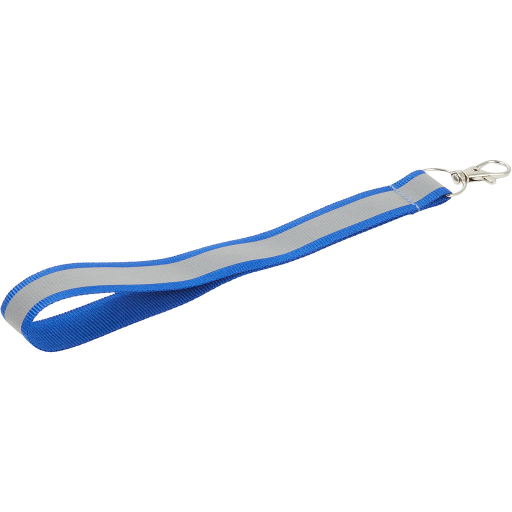Reflective Wrist Lanyard in Recycled Polyester - Blue - Right Angle