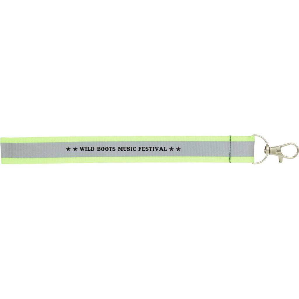 Reflective Wrist Lanyard in Recycled Polyester - Yellow - Front