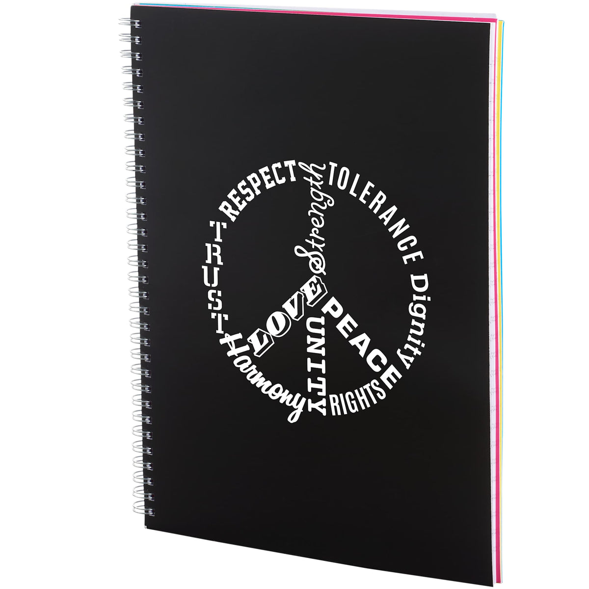 Remark Five Subject Notebook with Dividers, 8.5 x 11 Inches - Black - Left Angle