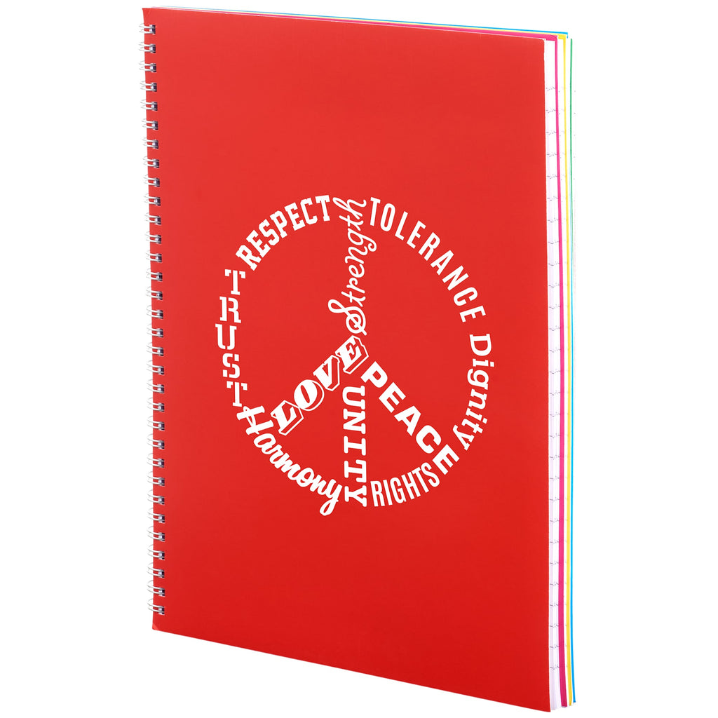 Remark Five Subject Notebook with Dividers, 8.5 x 11 Inches - Red - Left Angle