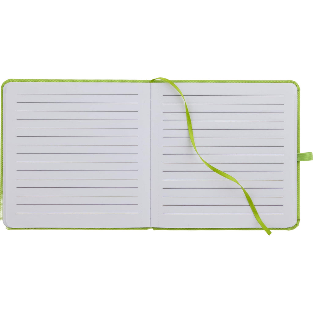 Remark Square Notebook with Recycled Cover, 4.7 x 4.7 Inches Full Color - Lime - Open