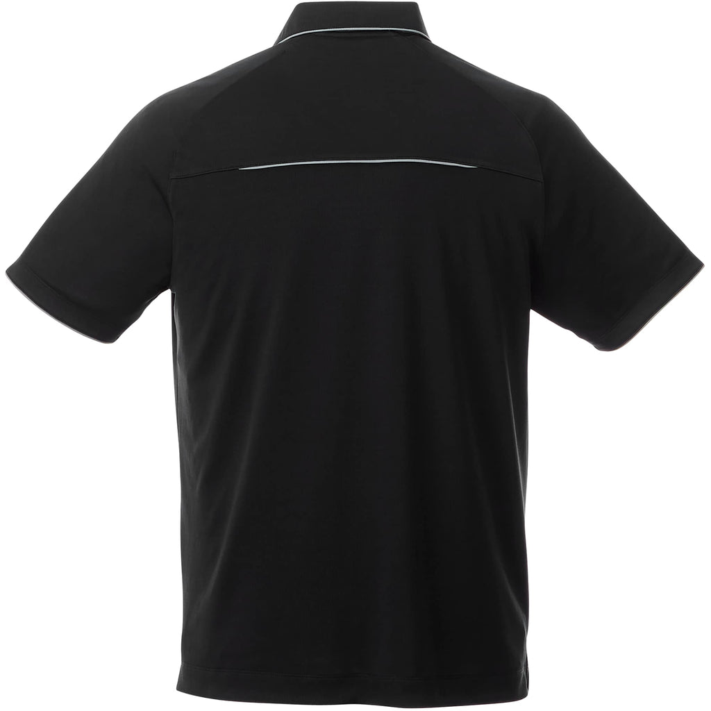 Remus Snap Placket Performance Polo for Men Debossing - Black/Quarry - Back Flat