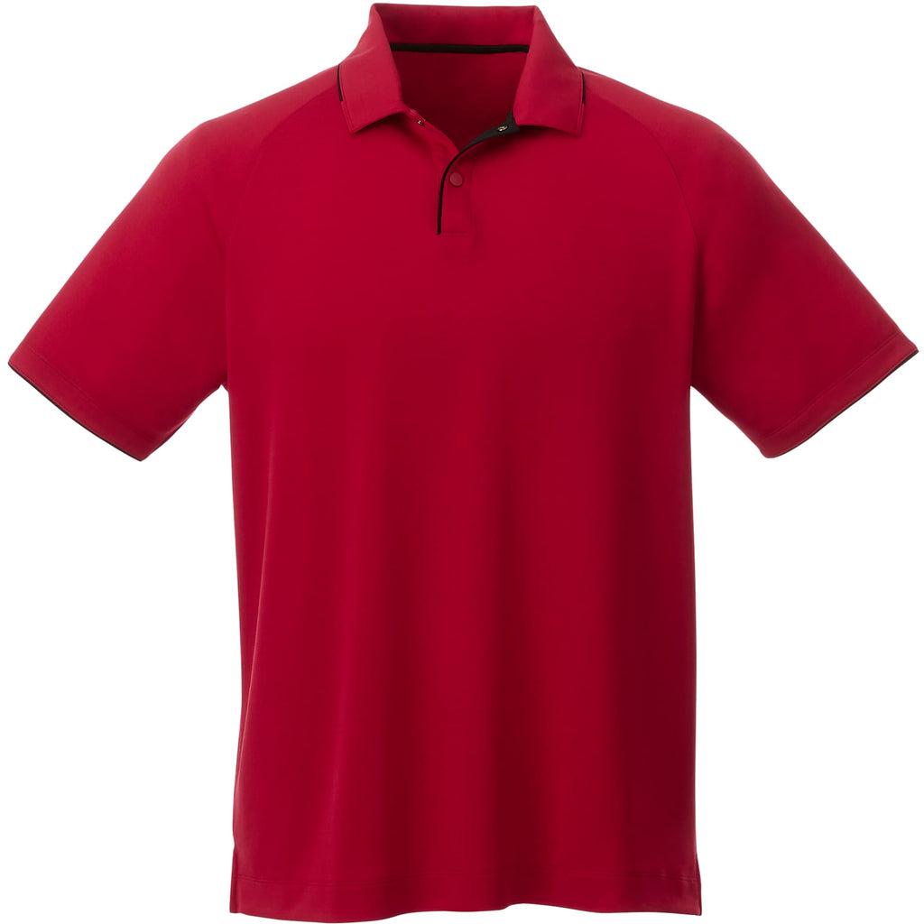 Remus Snap Placket Performance Polo for Men Debossing - Team Red/Black - Front Flat