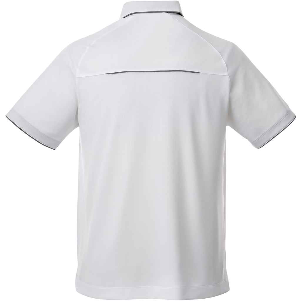 Remus Snap Placket Performance Polo for Men Debossing - White/Quarry - Back Flat