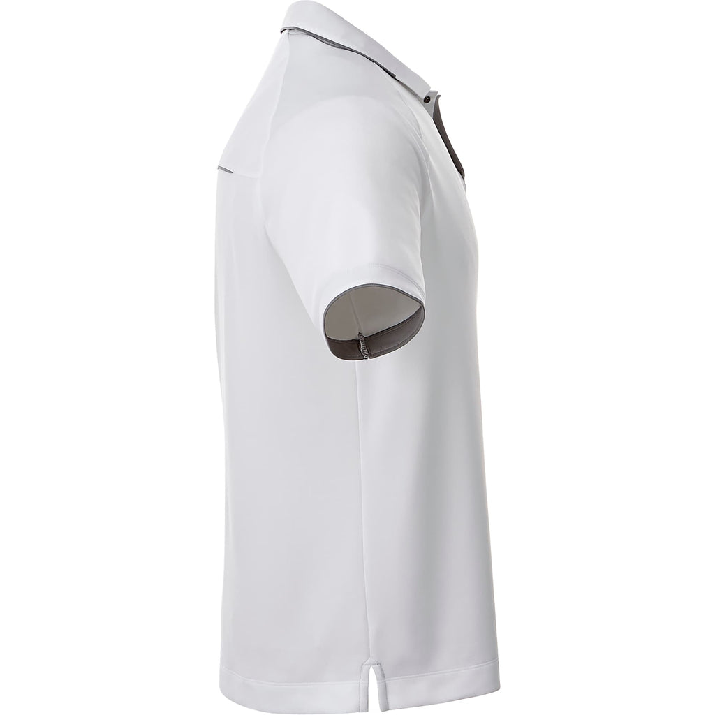 Remus Snap Placket Performance Polo for Men Debossing - White/Quarry - Right Side