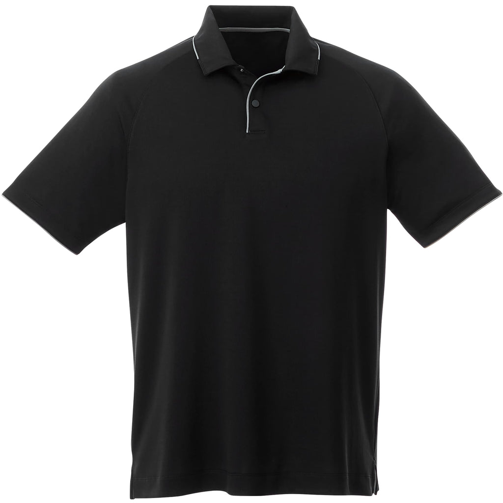 Remus Snap Placket Performance Polo for Men Embroidery - Black/Quarry - Front Flat