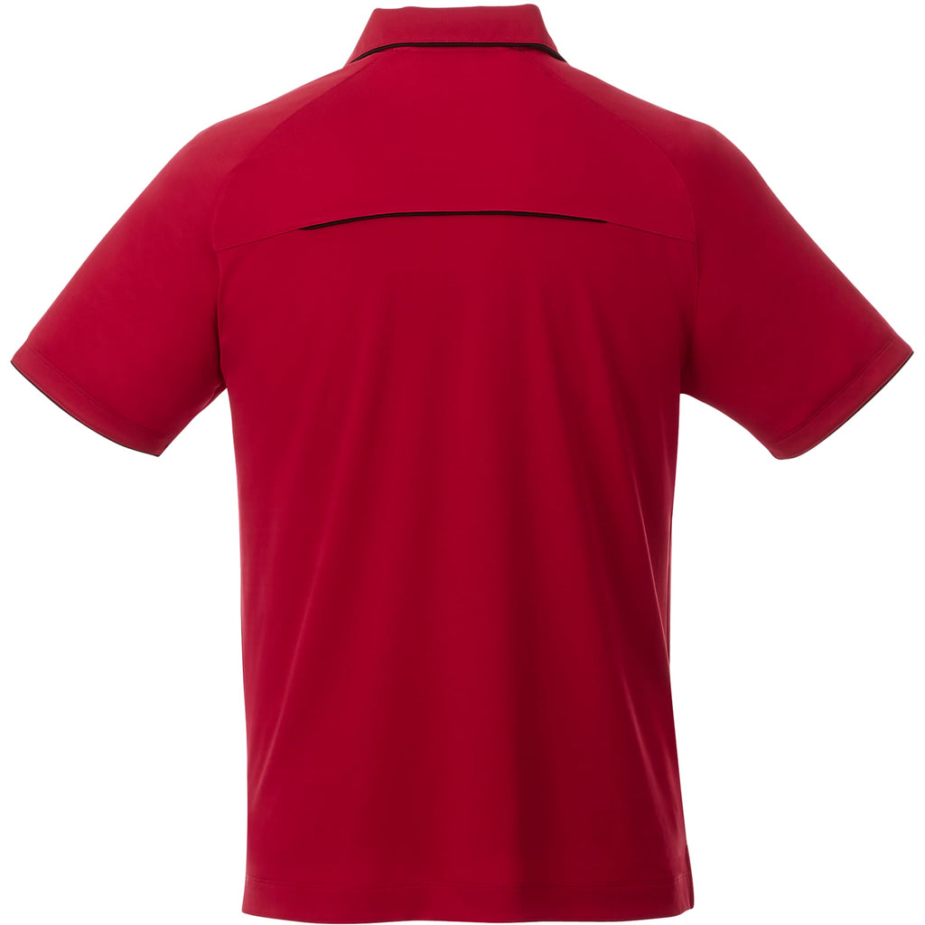 Remus Snap Placket Performance Polo for Men Embroidery - Team Red/Black - Back Flat
