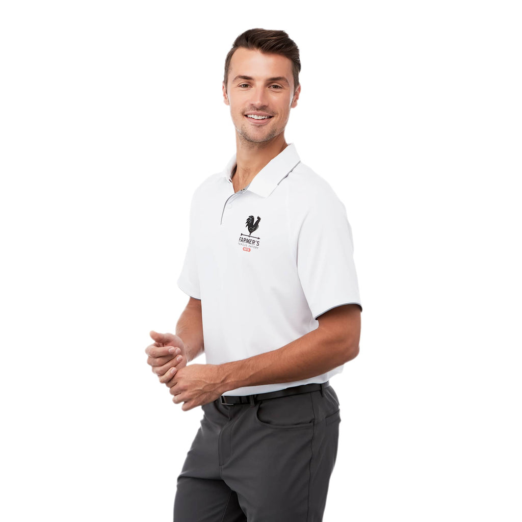 Remus Snap Placket Performance Polo for Men Embroidery - White/Quarry - On Model 2