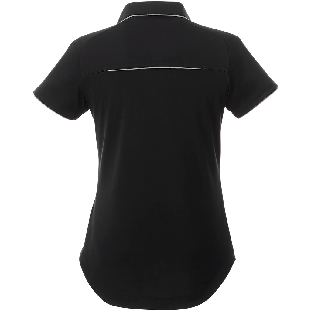 Remus Snap Placket Polo for Women Debossing - Black/Quarry - Back Flat