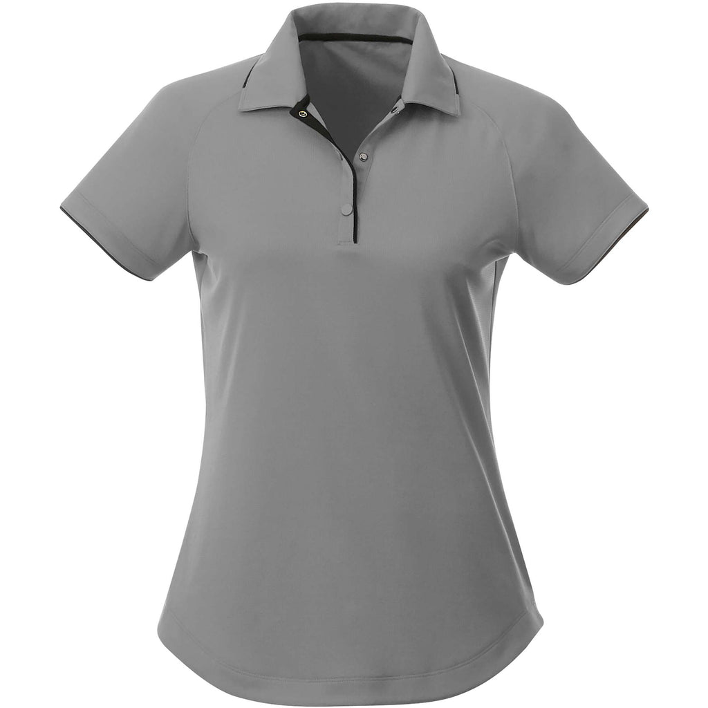 Remus Snap Placket Polo for Women Debossing - Quarry/Black - Front Flat