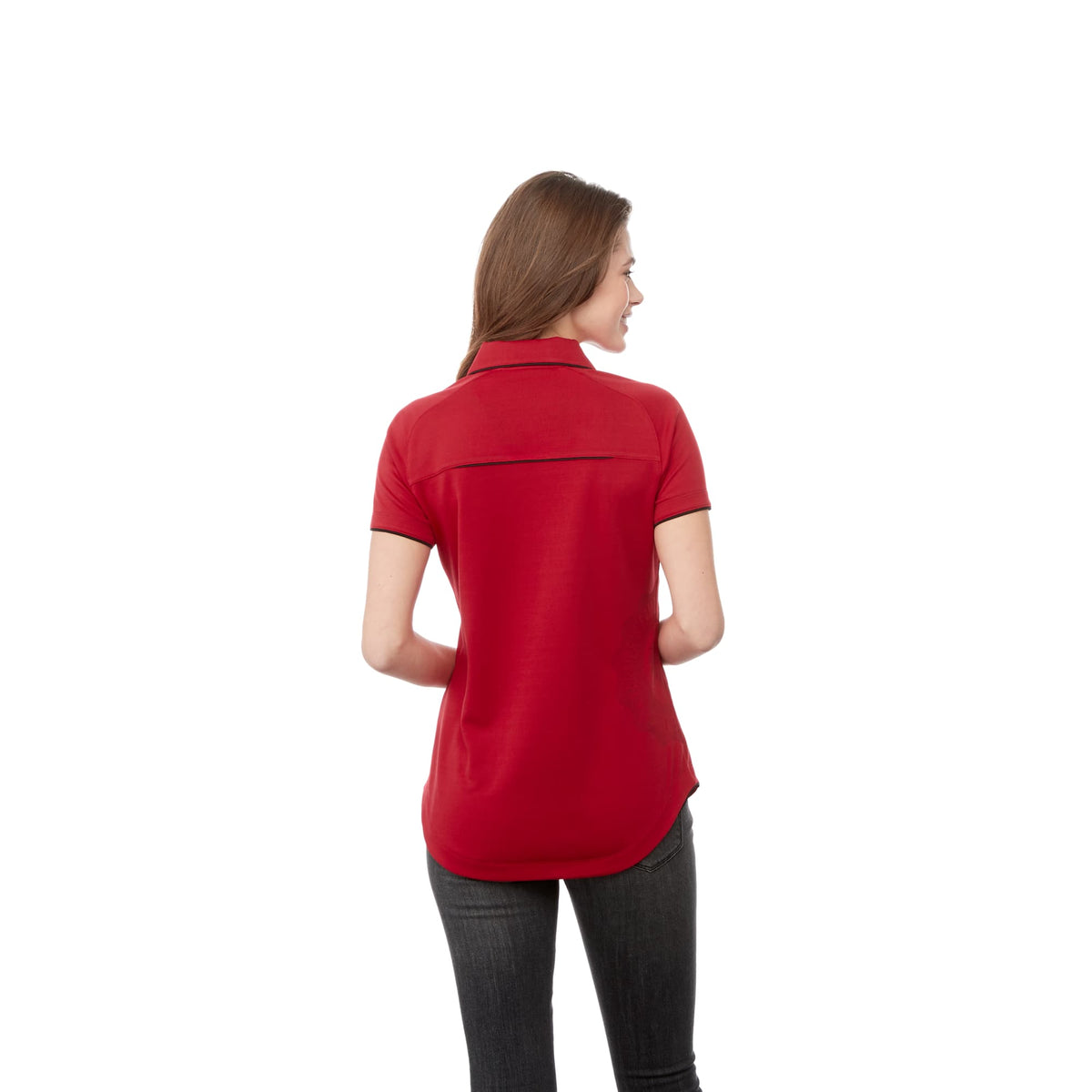 Remus Snap Placket Polo for Women Debossing - Team Red/Black - Back Flat
