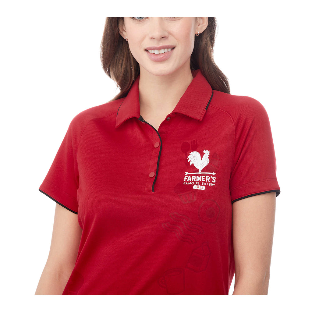 Remus Snap Placket Polo for Women Debossing - Team Red/Black - Flat