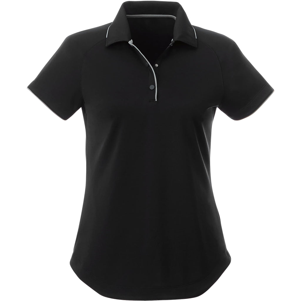 Remus Snap Placket Polo for Women Embroidery - Black/Quarry - Front Flat