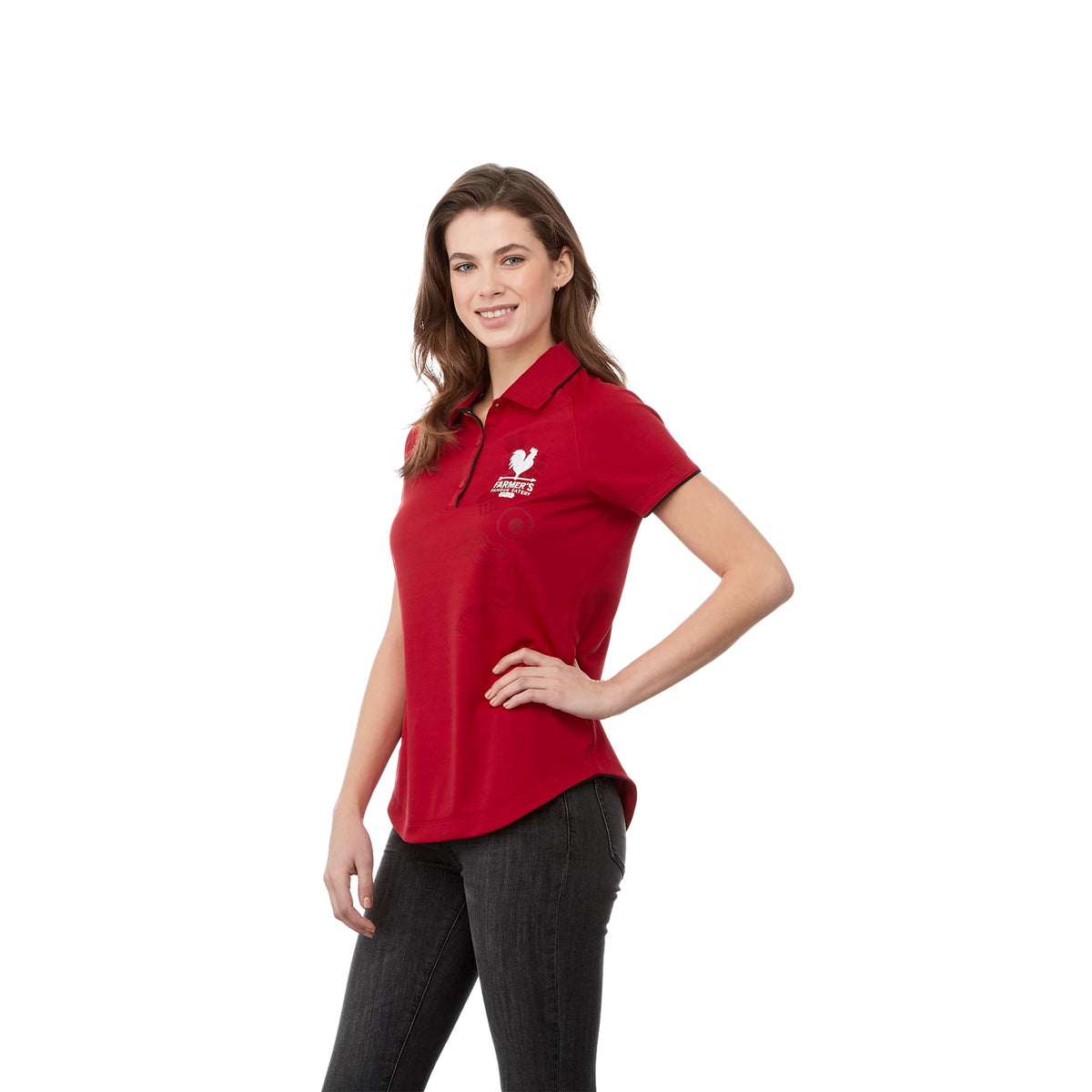 Remus Snap Placket Polo for Women Transfer - Team Red/Black - Flat 2