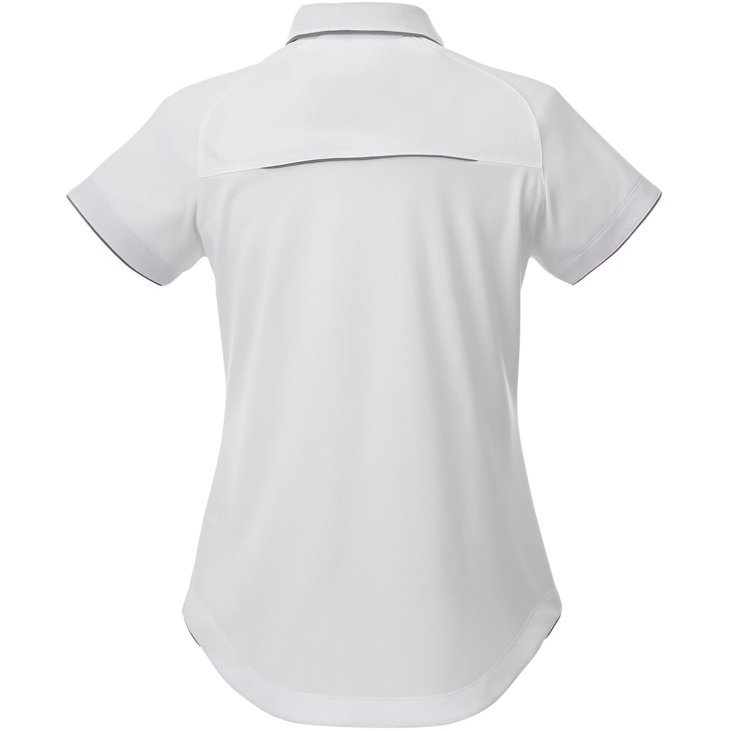 Remus Snap Placket Polo for Women Transfer - White/Quarry - Back Flat