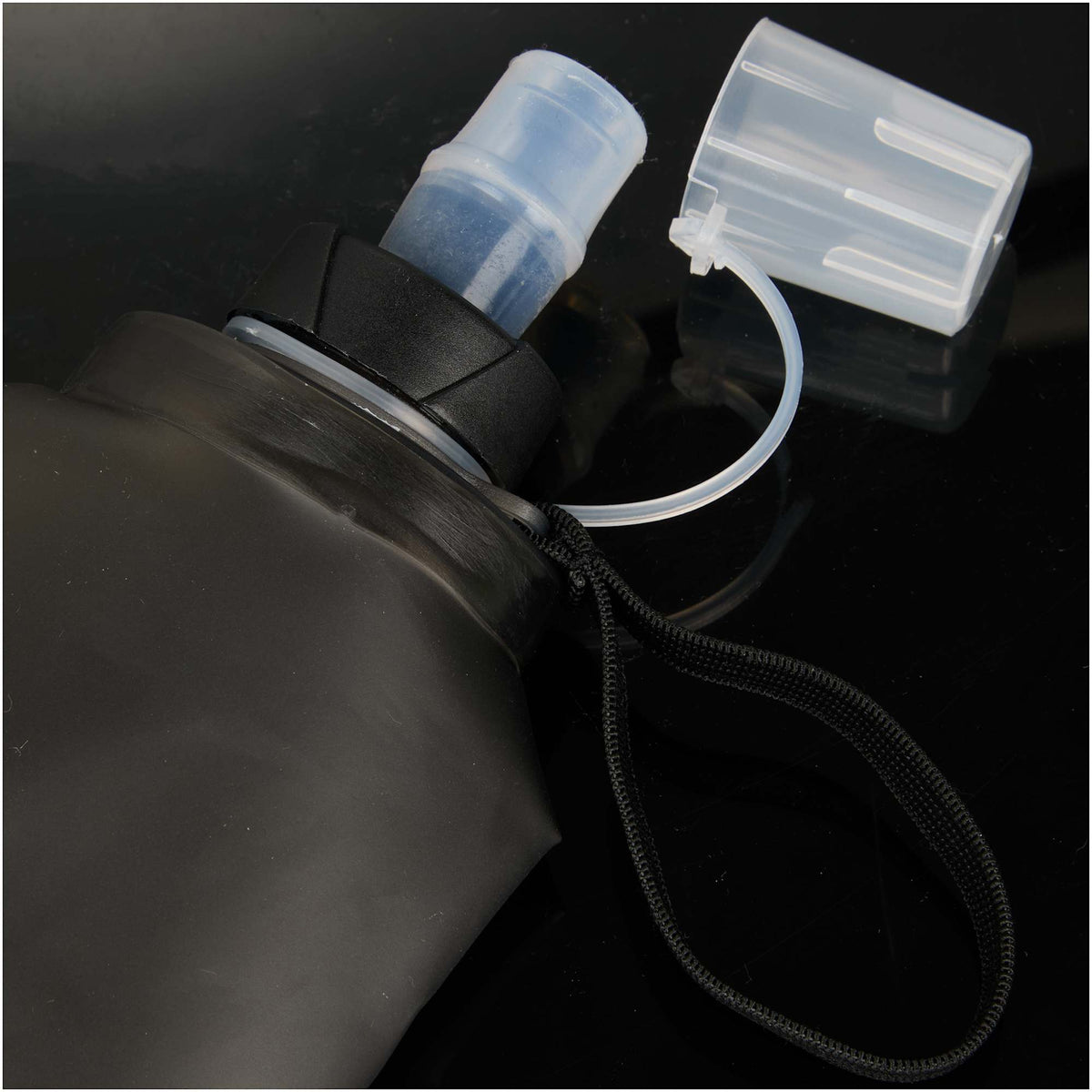 Remy Collapsible Water Bottle with Wrist Strap, 17 oz - Black - Photo 2
