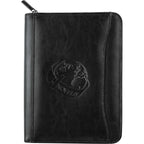 Renaissance Junior Zippered Padfolio in Recycled Leather - Black - Front