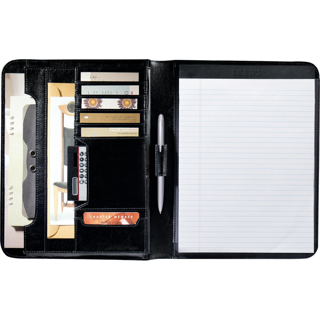 Renaissance Recycled Leather Writing Pad Debossing - Black - Front 2