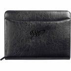 Renaissance Zippered Padfolio in Recycled Leather Debossing - Black - Front