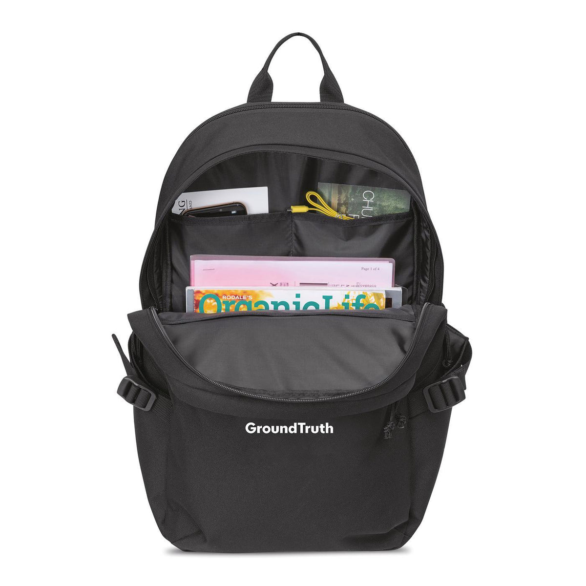 Renew Recycled Laptop Backpack, 15 Inch Embroidery - Black - View 2