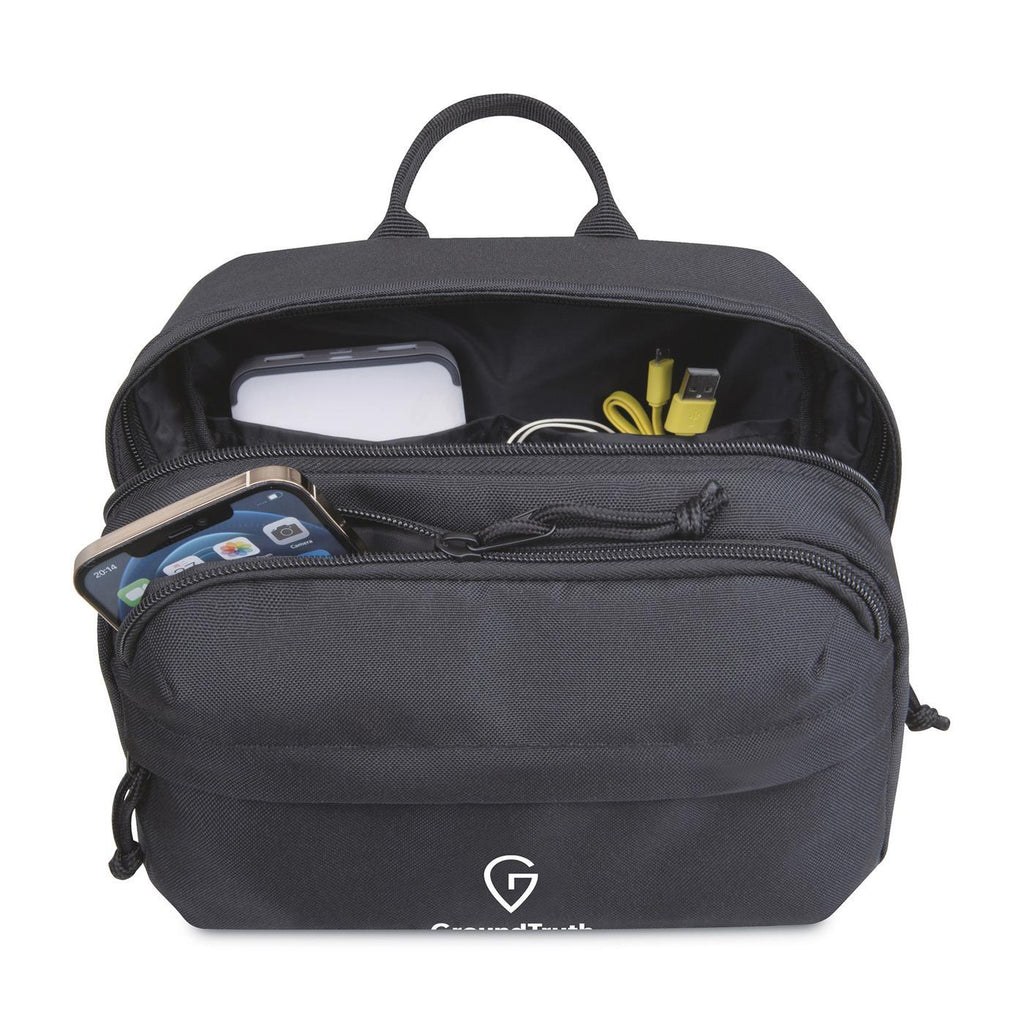 Renew Recycled Toiletry Bag with Front Zip Pockets - Black - View 3