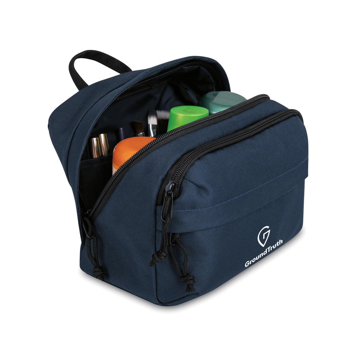 Renew Recycled Toiletry Bag with Front Zip Pockets - Navy - View 2