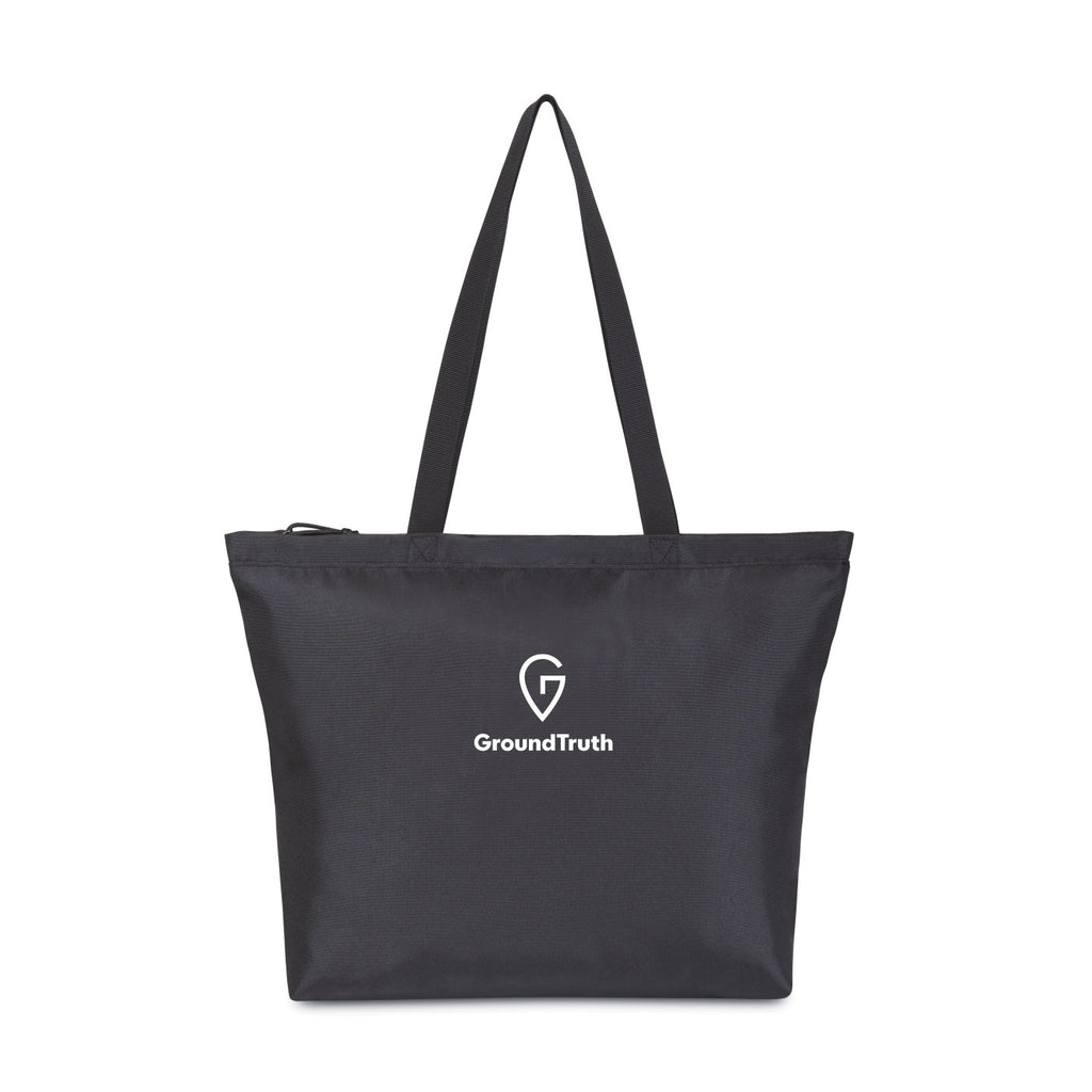 Renew Recycled Tote with Bottle Sleeve Transfer - Black - View 1