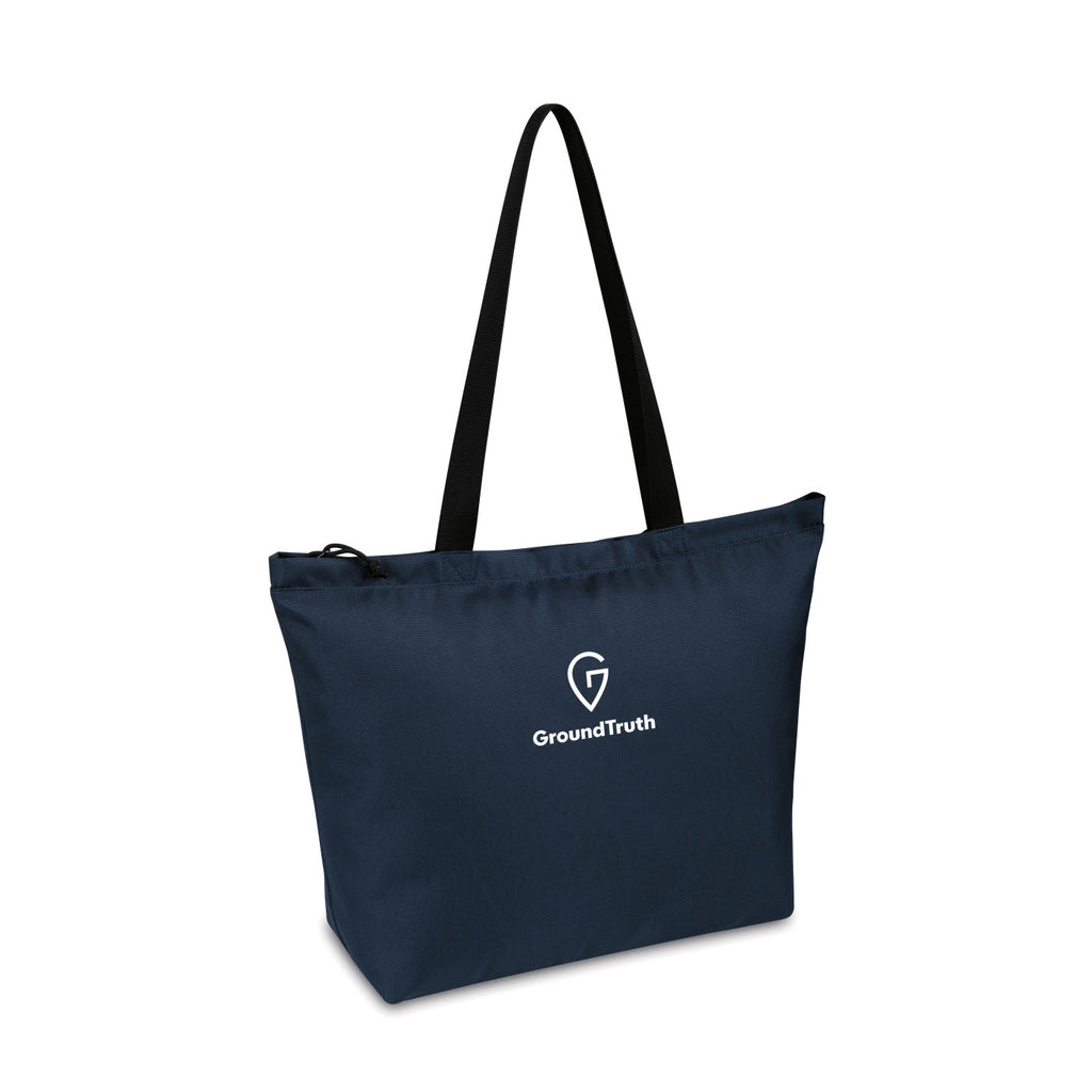 Renew Recycled Tote with Bottle Sleeve Transfer - Navy - View 2