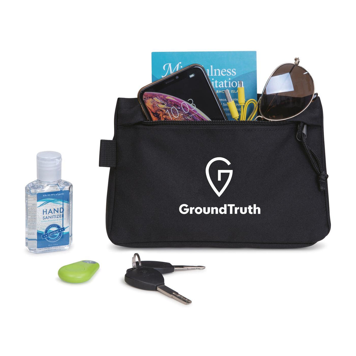 Renew Recycled Zip Pouch with Webbing Loop - Black - View 2