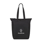 Renew Recycled Zip Tote with Front Slash Pocket Transfer - Black - View 1
