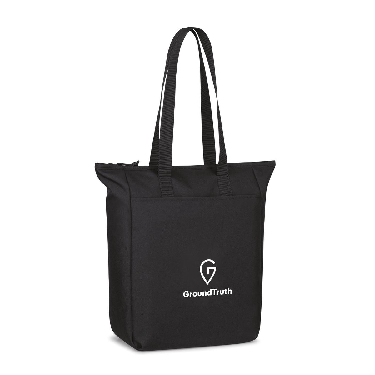 Renew Recycled Zip Tote with Front Slash Pocket Transfer - Black - View 2
