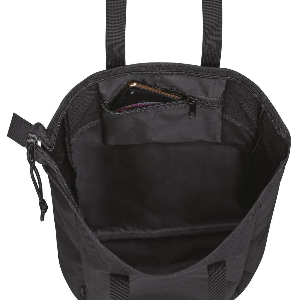 Renew Recycled Zip Tote with Front Slash Pocket Transfer - Black - View 4