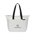 Renew Recycled Zip Tote with Front Slash Pocket Transfer - Cream - View 1