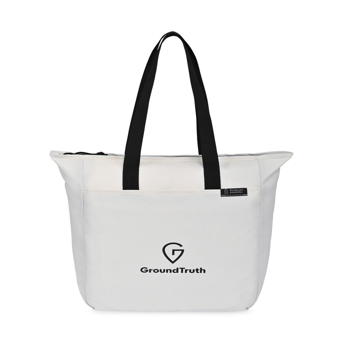 Renew Recycled Zip Tote with Front Slash Pocket Transfer - Cream - View 1