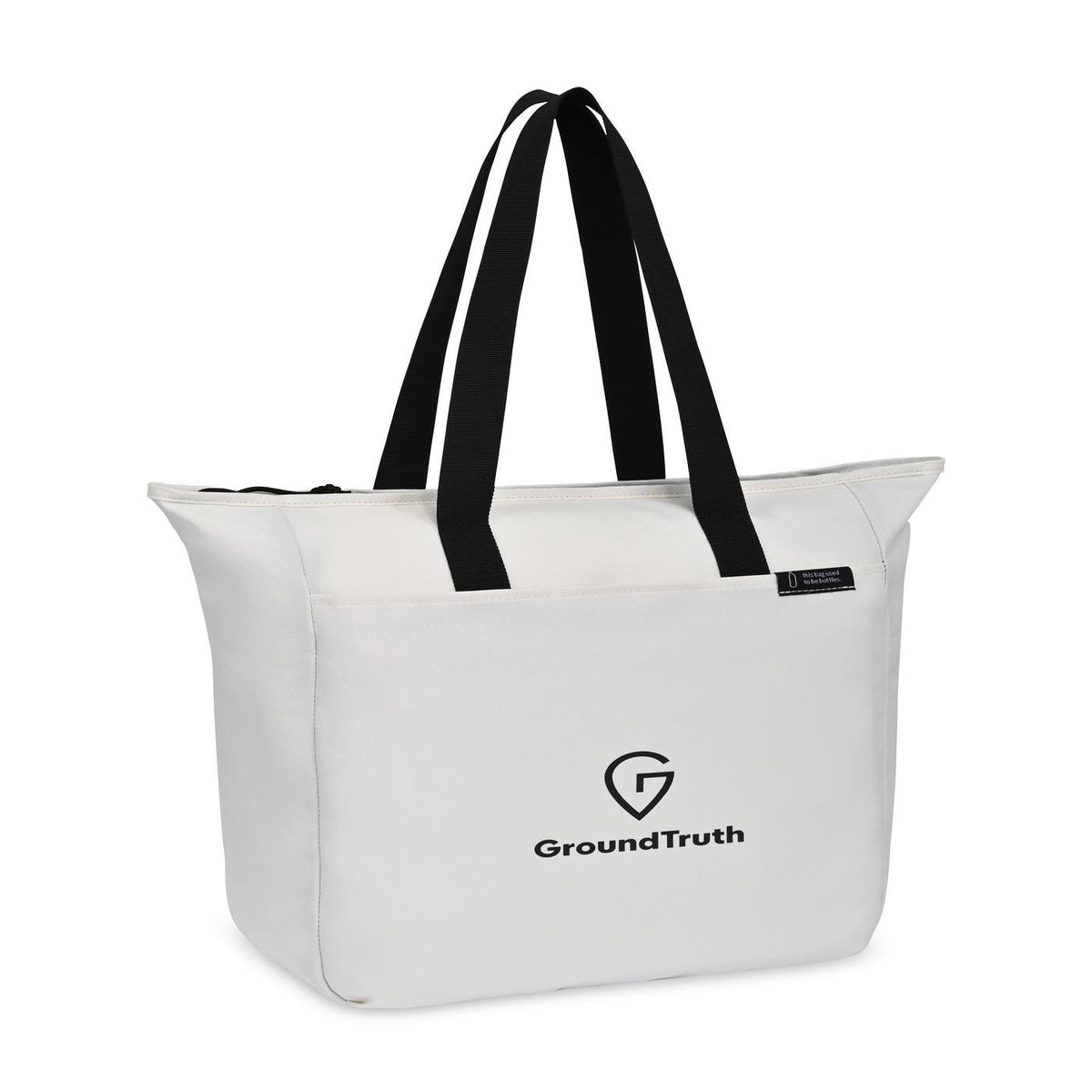 Renew Recycled Zip Tote with Front Slash Pocket Transfer - Cream - View 2