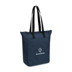 Renew Recycled Zip Tote with Front Slash Pocket Transfer - Navy - View 2