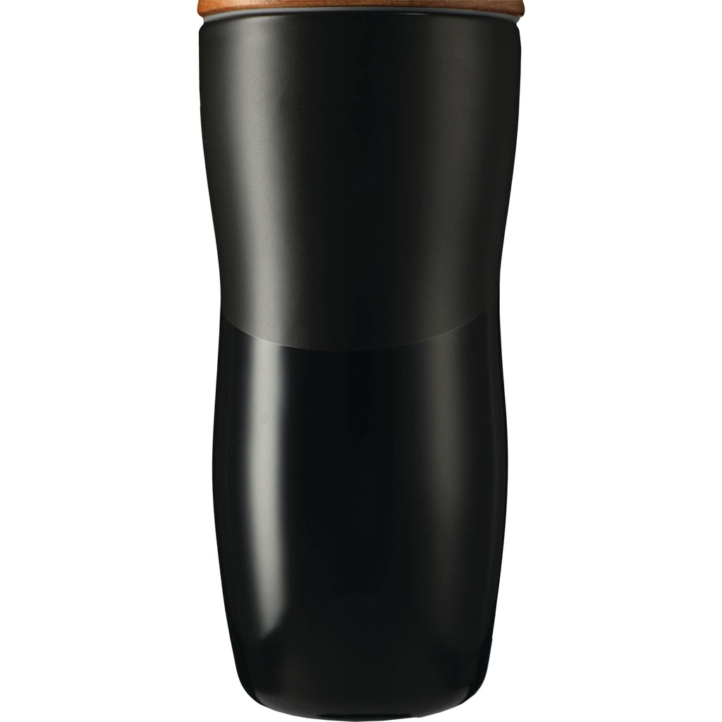 Reno Ceramic Tumbler with Wood Lid, 10 oz Laser Engraving - Black - Photo 4