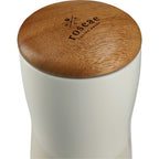 Reno Ceramic Tumbler with Wood Lid, 10 oz Laser Engraving - White - Front