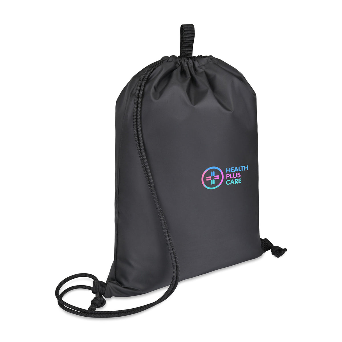 Repeat Lite Recycled Drawstring Backpack Embroidery - Black - View 2