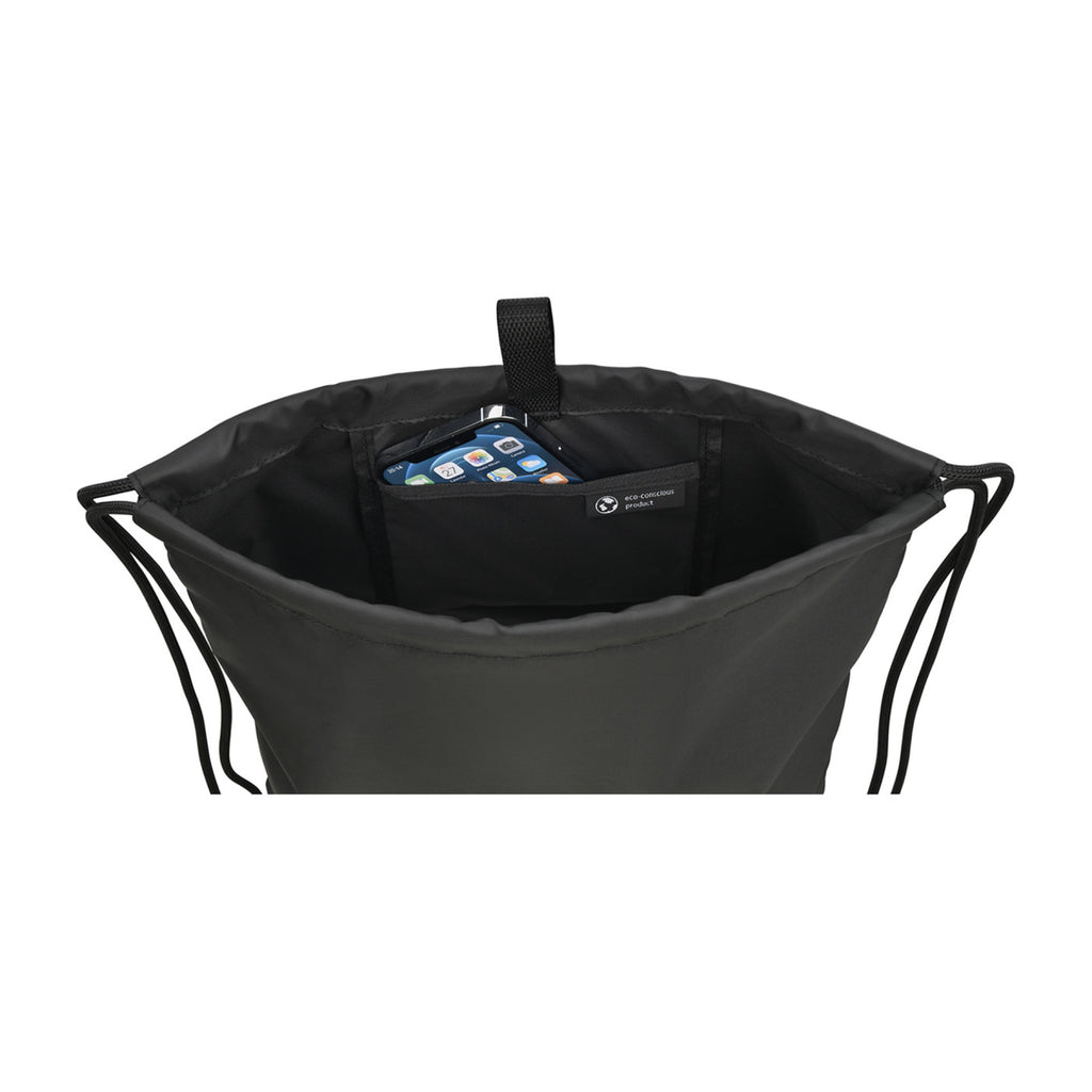 Repeat Lite Recycled Drawstring Backpack Transfer - Black - View 3