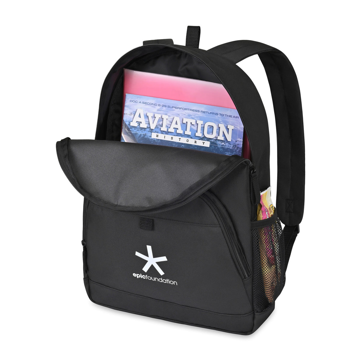 Repeat Recycled Backpack with Trolley Strap - Black - View 4